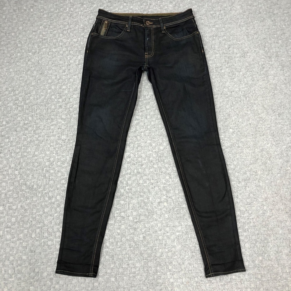 Chevignon Rider Jeans Mens 32x31 Blue Dark Wash Skinny Slim Button Fly Denim Day